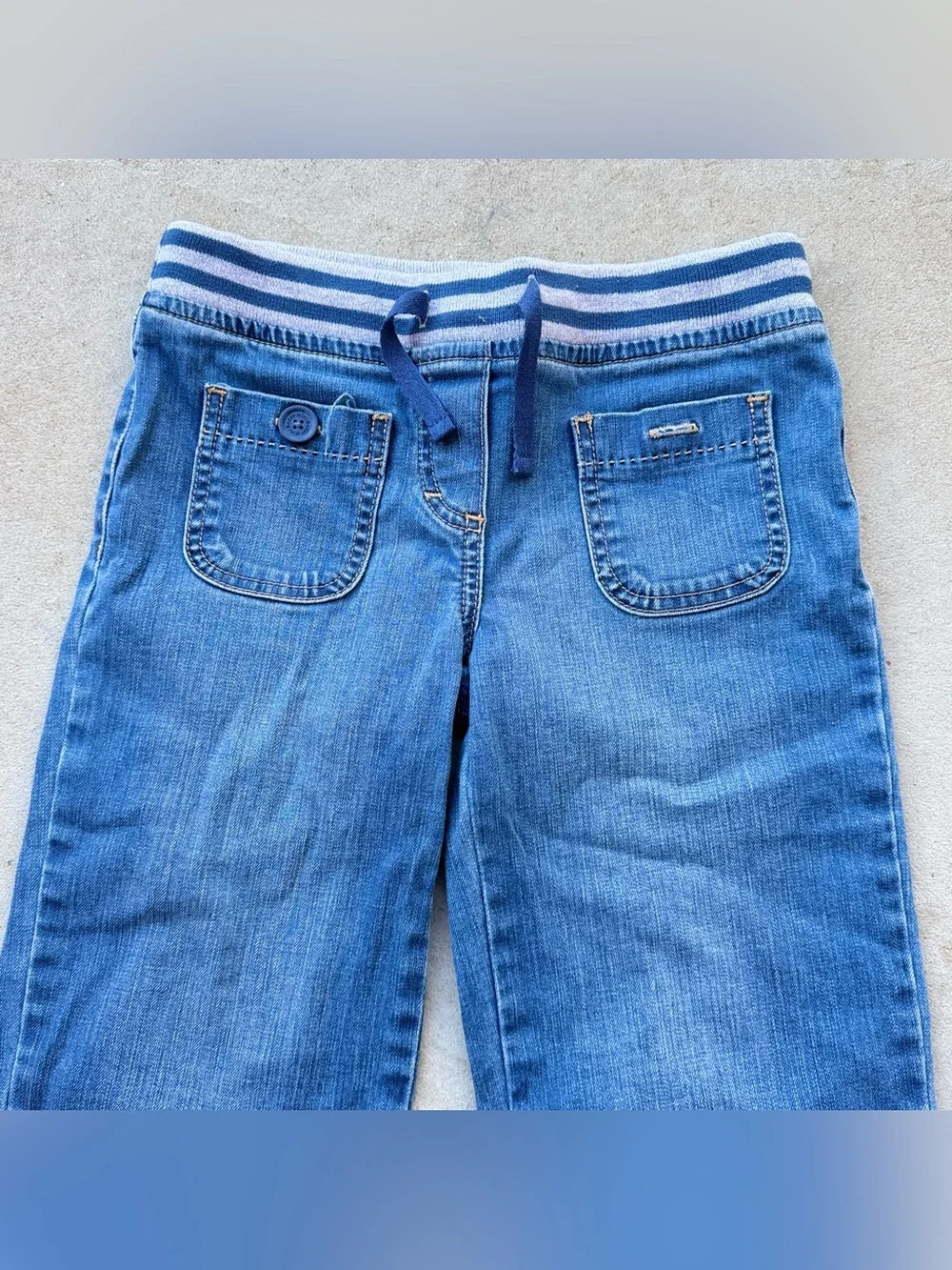 Mini Boden 10y Denim Jean Shorts Withed Ribbed Tie Waist